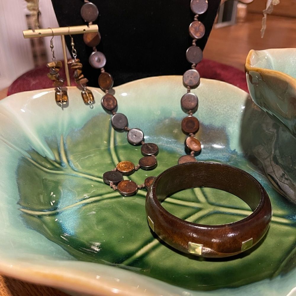 Browns Glass Disc & Chip Necklace Set - Picture 2 of 5